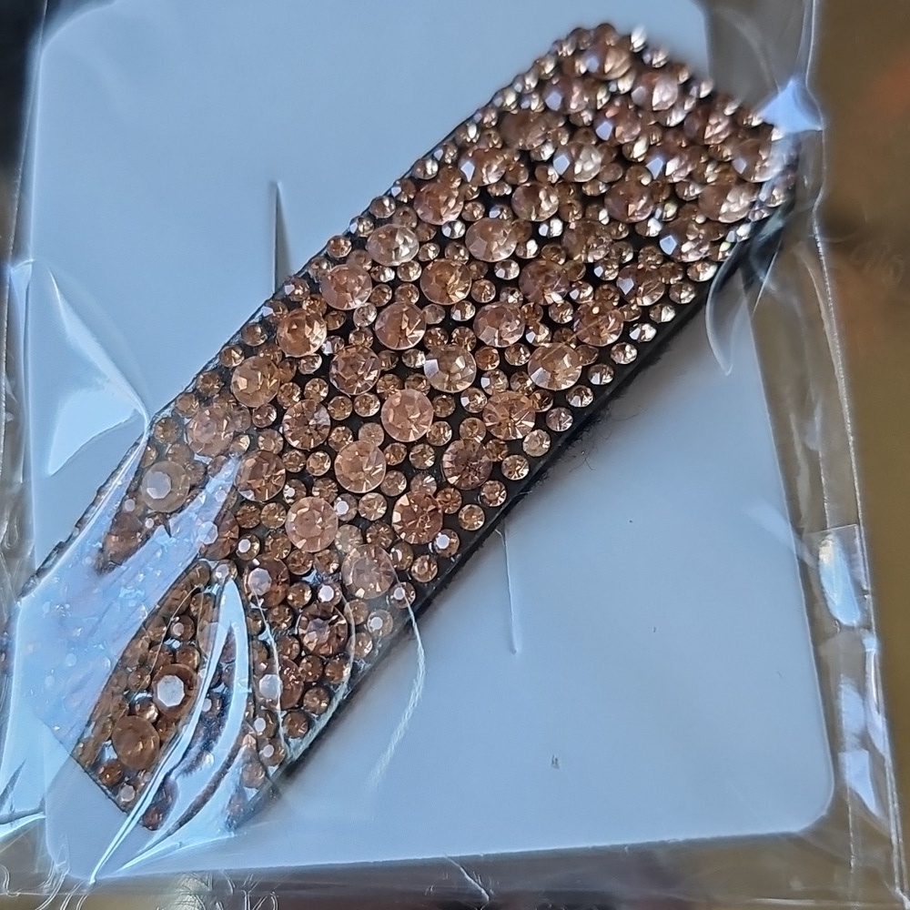 New Elegant Apricot Color Crystal Hair Clip Barrette - Picture 3 of 3